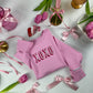 Girl's Two-Toned XOXO Valentine’s Day Bundle - Embroidered Sweater, Bracelet, and Hair Clips