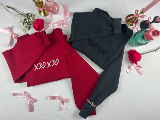 Women's “XOXO” Valentine’s Day Bundle - Embroidered Sweater and Bracelets
