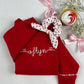 Girl's Custom Valentine’s Day Bundle - Embroidered Sweater, Bracelet, and Scrunchie